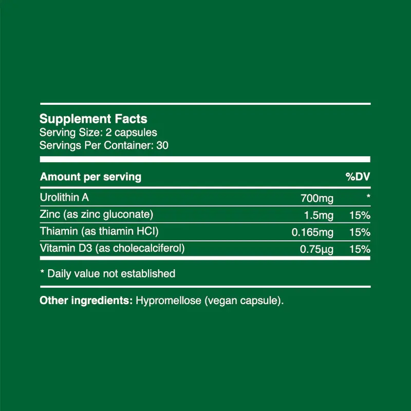 Urolithin A Capsules supplement facts